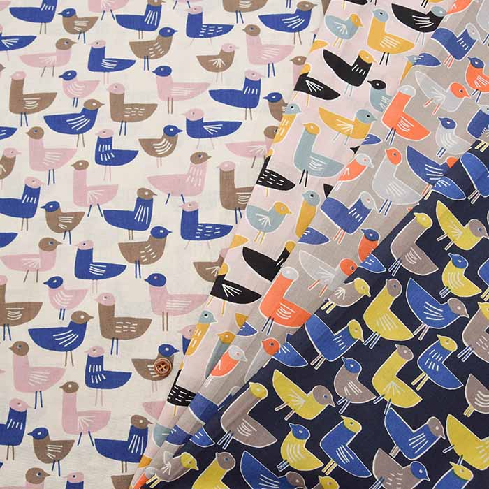 Cotton 60 Loan Printed Fabric Scandinavian Bird - nomura tailor