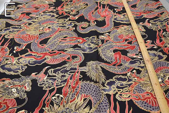 Cotton dobby lamé printed fabric Large dragon - nomura tailor