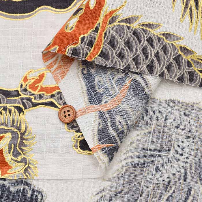 Cotton dobby lamé printed fabric Large dragon - nomura tailor