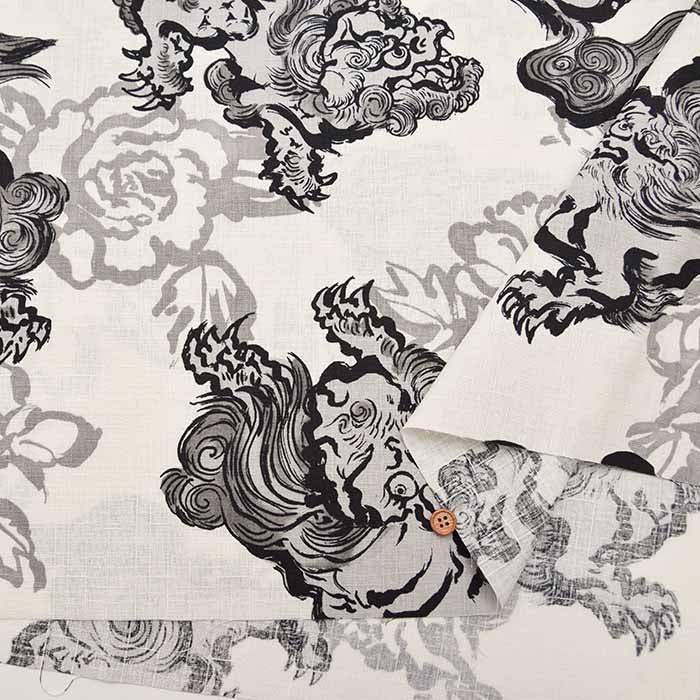 Cotton dobby printed fabric Lion - nomura tailor