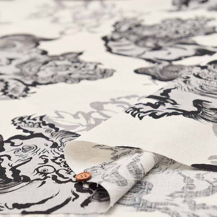 Cotton dobby printed fabric Lion - nomura tailor