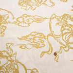 Cotton Dobby Gold Lame Print Fabric - Japanese Pattern God of Wind and God of Thunder - nomura tailor