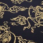 Cotton Dobby Gold Lame Print Fabric - Japanese Pattern God of Wind and God of Thunder - nomura tailor