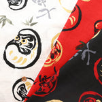 Cotton Dobby Printed Fabric - Japanese Pattern Daruma Doll - nomura tailor