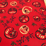 Cotton Dobby Printed Fabric - Japanese Pattern Daruma Doll - nomura tailor