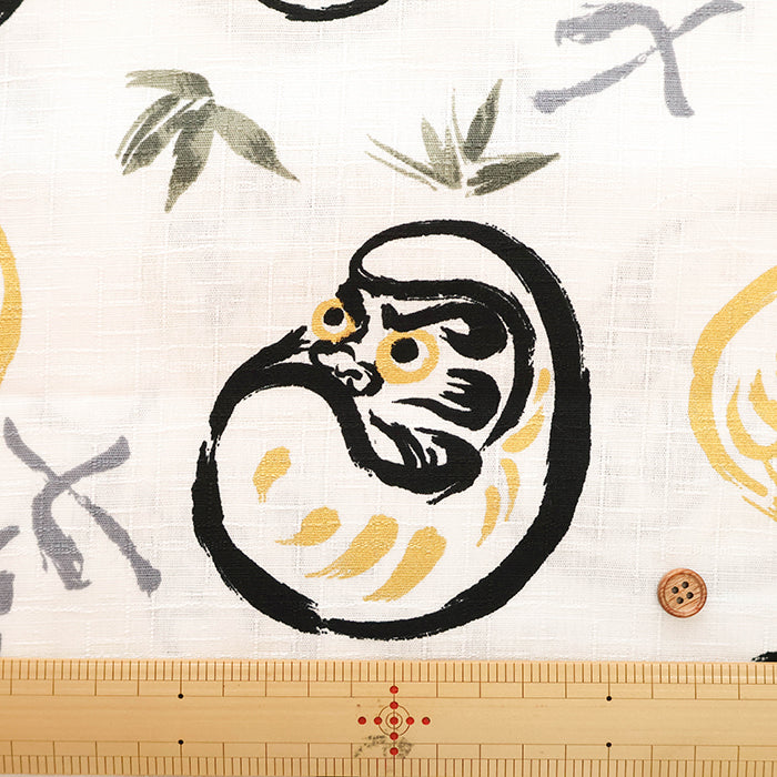 Cotton Dobby Printed Fabric - Japanese Pattern Daruma Doll - nomura tailor