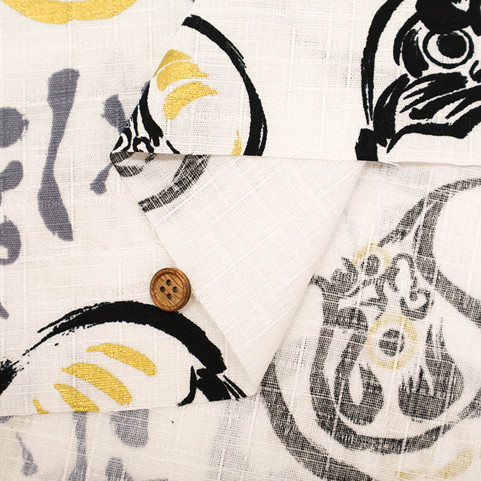 Cotton Dobby Printed Fabric - Japanese Pattern Daruma Doll - nomura tailor