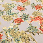 Cotton Dobby Lame (Glitter) Printed Fabric 和柄 獅子 - nomura tailor