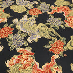 Cotton Dobby Lame (Glitter) Printed Fabric 和柄 獅子 - nomura tailor