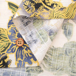 Cotton Dobby Lame (Glitter) Printed Fabric 和柄 獅子 - nomura tailor