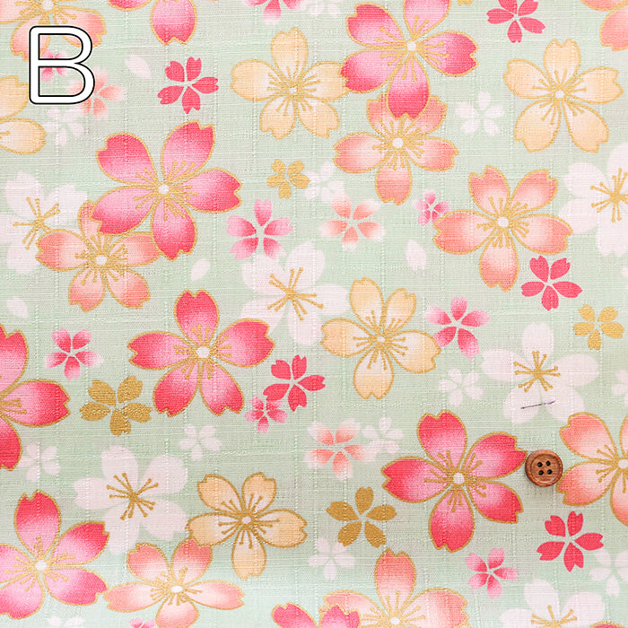 Cotton Dobby Lame (Glitter) Printed Fabric - Cherry Blossoms - nomura tailor