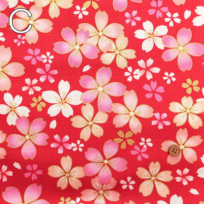 Cotton Dobby Lame (Glitter) Printed Fabric - Cherry Blossoms - nomura tailor