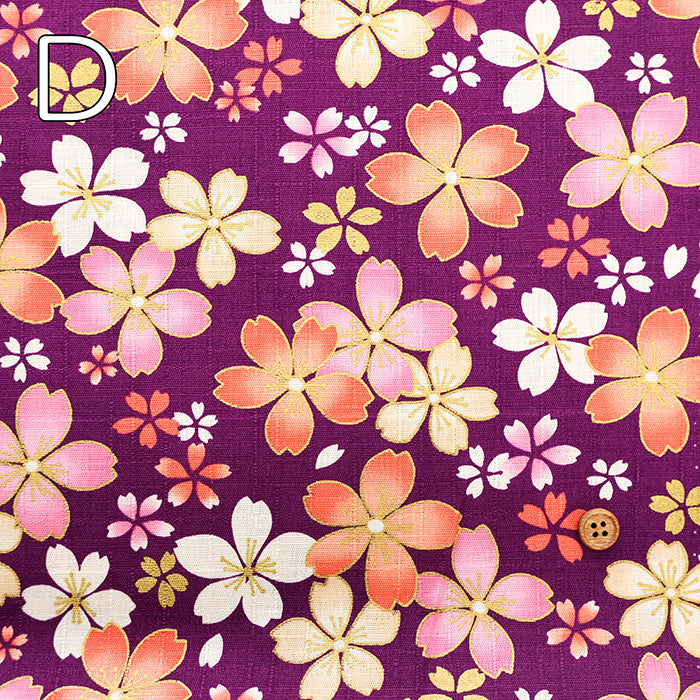Cotton Dobby Lame (Glitter) Printed Fabric - Cherry Blossoms - nomura tailor