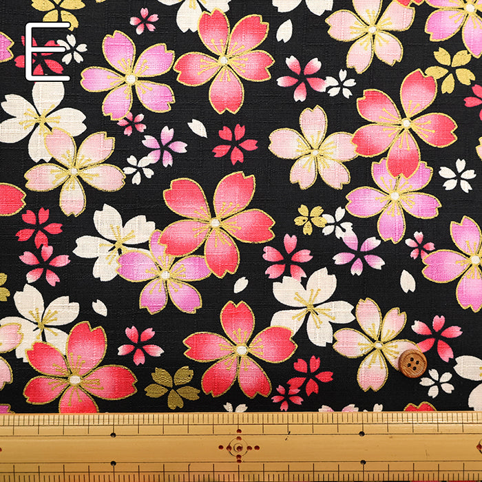 Cotton Dobby Lame (Glitter) Printed Fabric - Cherry Blossoms - nomura tailor
