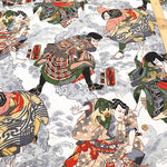 Cotton Dobby Printed Fabric - Japanese Pattern Ukiyo-e Style Warrior - nomura tailor
