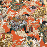 Cotton Dobby Printed Fabric - Japanese Pattern Ukiyo-e Style Warrior - nomura tailor