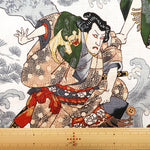 Cotton Dobby Printed Fabric - Japanese Pattern Ukiyo-e Style Warrior - nomura tailor