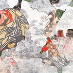 Cotton Dobby Printed Fabric - Japanese Pattern Ukiyo-e Style Warrior - nomura tailor