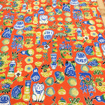 Cotton Dobby Printed Fabric - Japanese Pattern Auspicious Motifs - nomura tailor