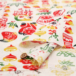 Cotton Dobby Printed Fabric - Japanese Pattern Auspicious Motifs - nomura tailor