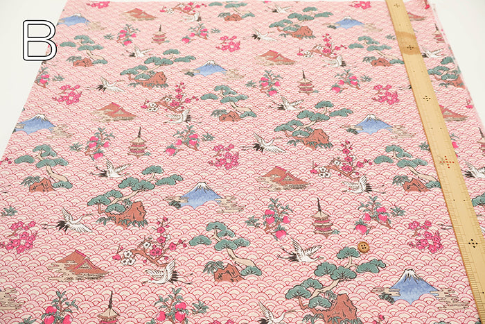 Cotton Dobby Printed Fabric - Japanese Pattern Japanese Style Art - nomura tailor