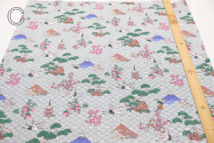 Cotton Dobby Printed Fabric - Japanese Pattern Japanese Style Art - nomura tailor
