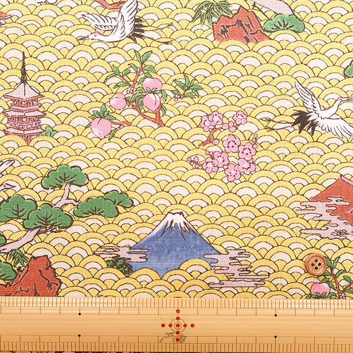 Cotton Dobby Printed Fabric - Japanese Pattern Japanese Style Art - nomura tailor