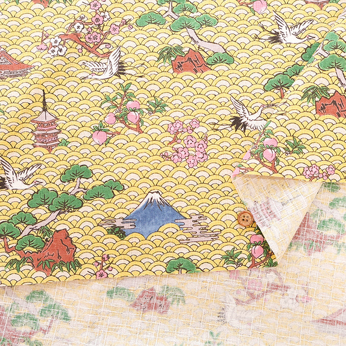 Cotton Dobby Printed Fabric - Japanese Pattern Japanese Style Art - nomura tailor