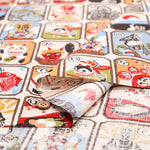 Cotton Dobby Printed Fabric - Japanese Pattern Karuta - nomura tailor