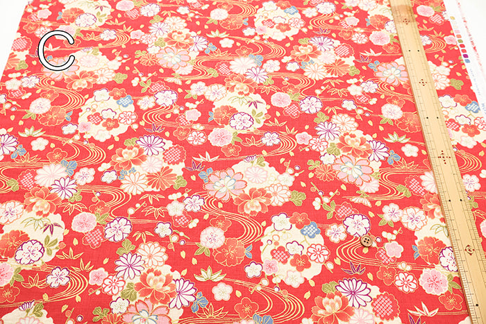 Cotton Dobby Fabric - Streamline Flower - nomura tailor