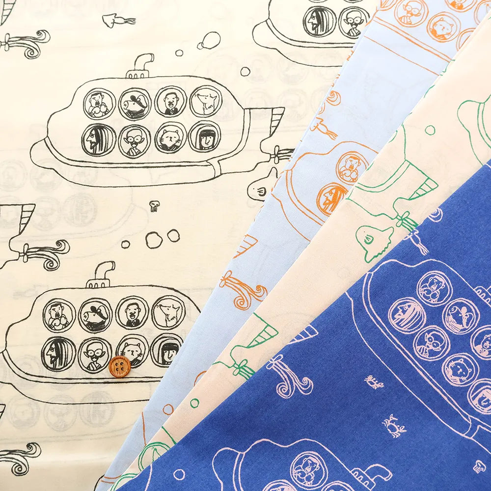 60"Cotton Lawn Printed Fabric 潜水艦 - nomura tailor