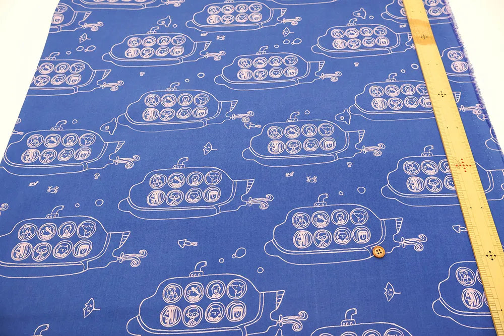 60"Cotton Lawn Printed Fabric 潜水艦 - nomura tailor