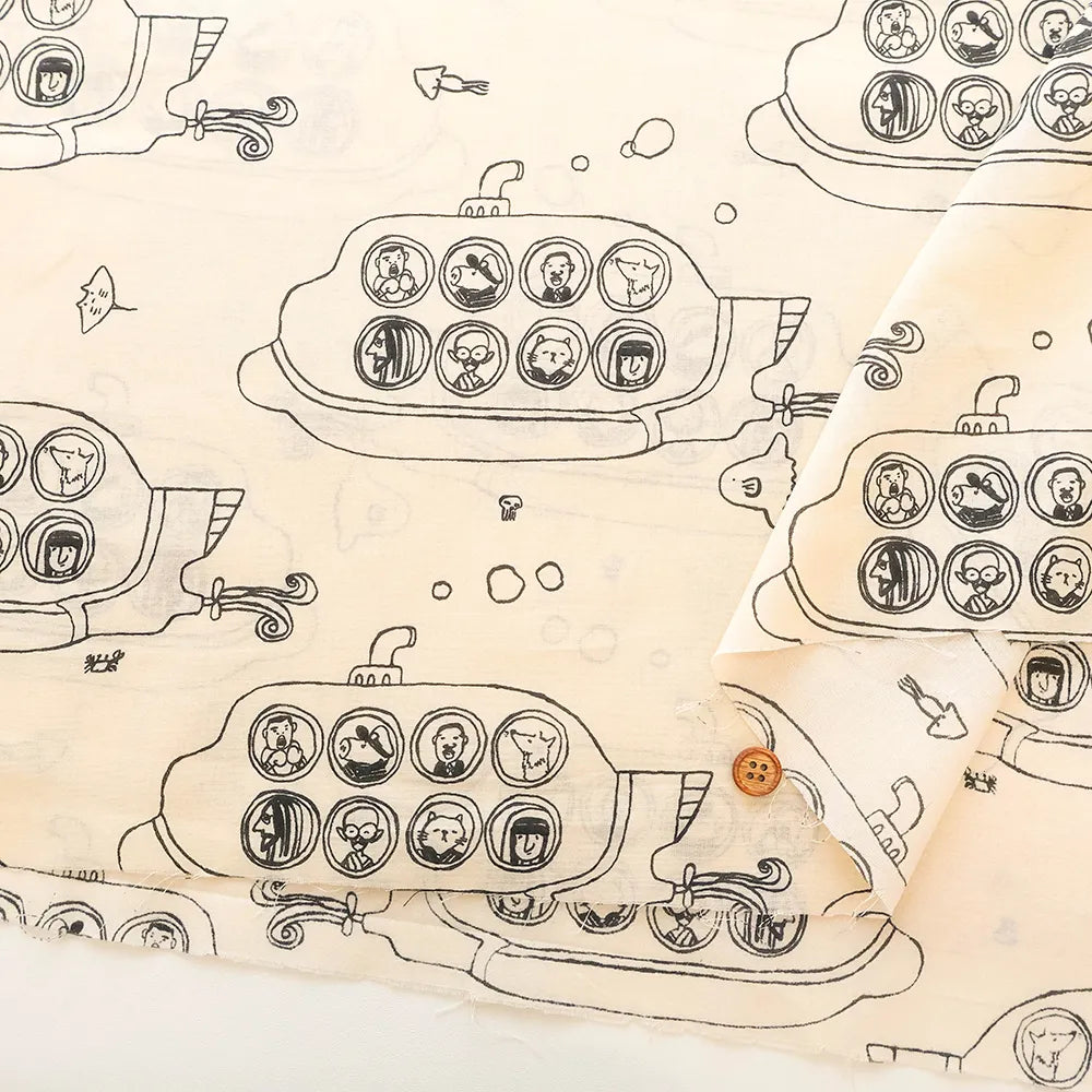 60"Cotton Lawn Printed Fabric 潜水艦 - nomura tailor