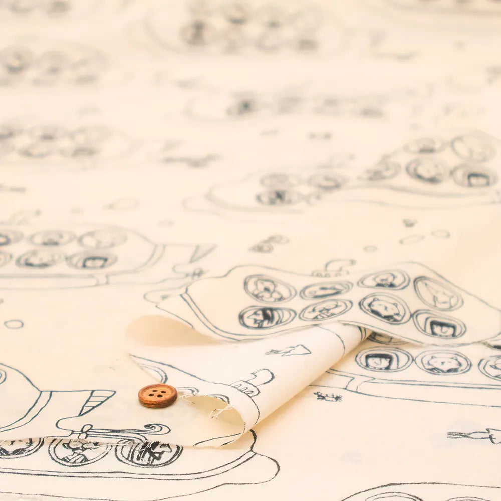 60"Cotton Lawn Printed Fabric 潜水艦 - nomura tailor
