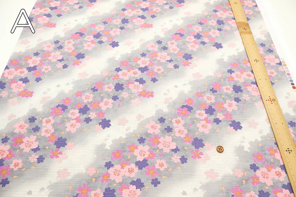 Cotton Shantung Printed Fabric - Cherry Blossom - nomura tailor