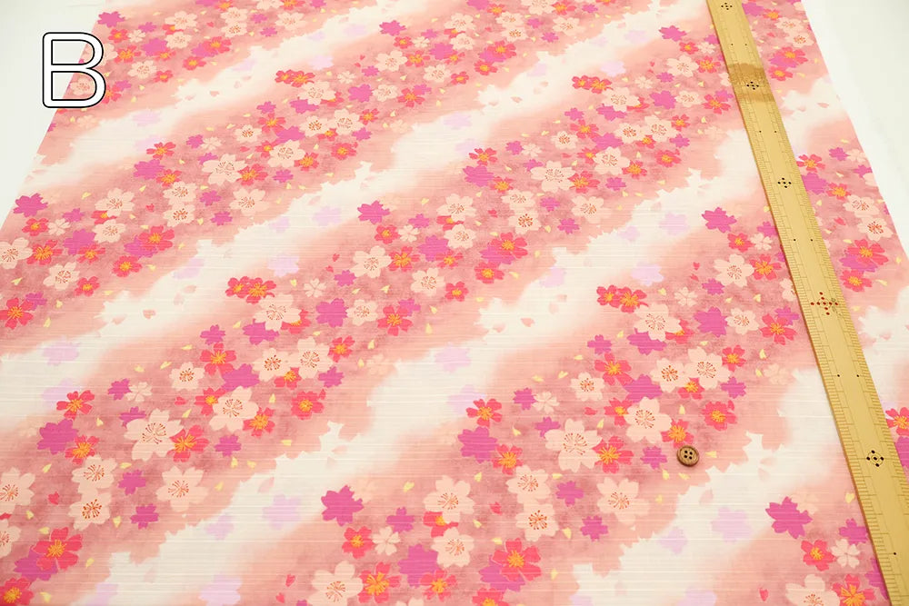 Cotton Shantung Printed Fabric - Cherry Blossom - nomura tailor