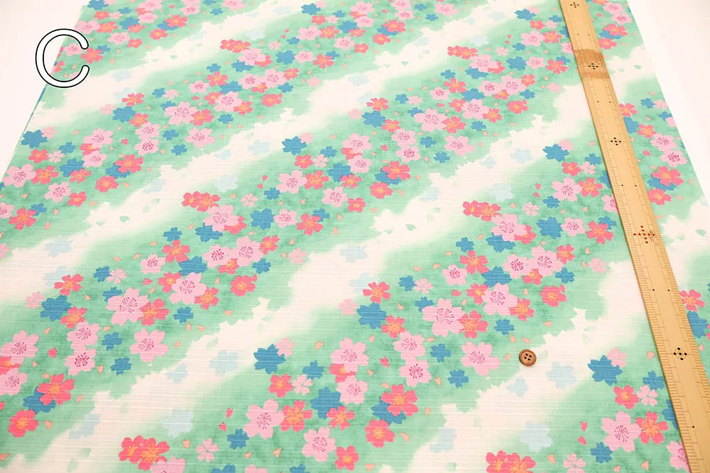 Cotton Shantung Printed Fabric - Cherry Blossom - nomura tailor