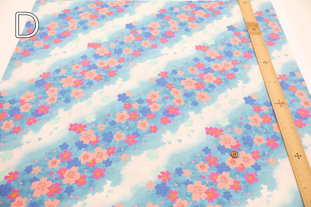 Cotton Shantung Printed Fabric - Cherry Blossom - nomura tailor
