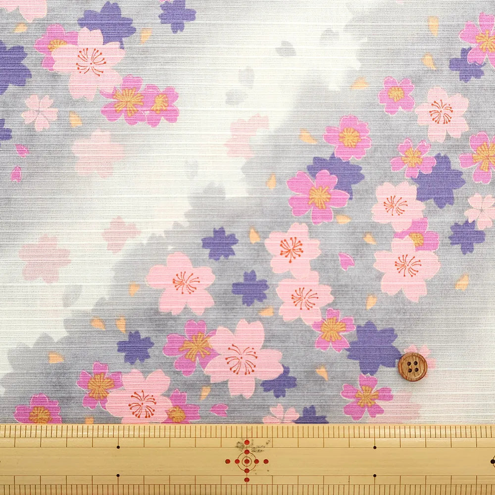 Cotton Shantung Printed Fabric - Cherry Blossom - nomura tailor