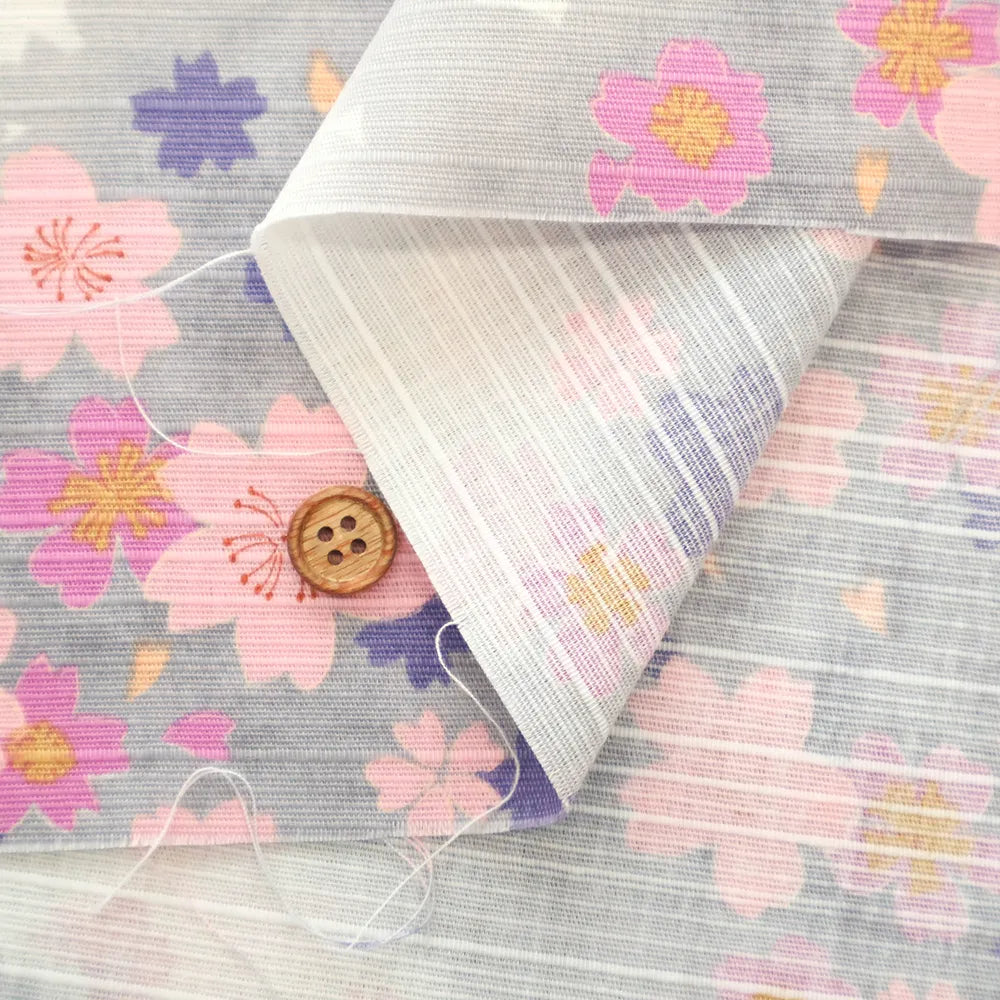 Cotton Shantung Printed Fabric - Cherry Blossom - nomura tailor