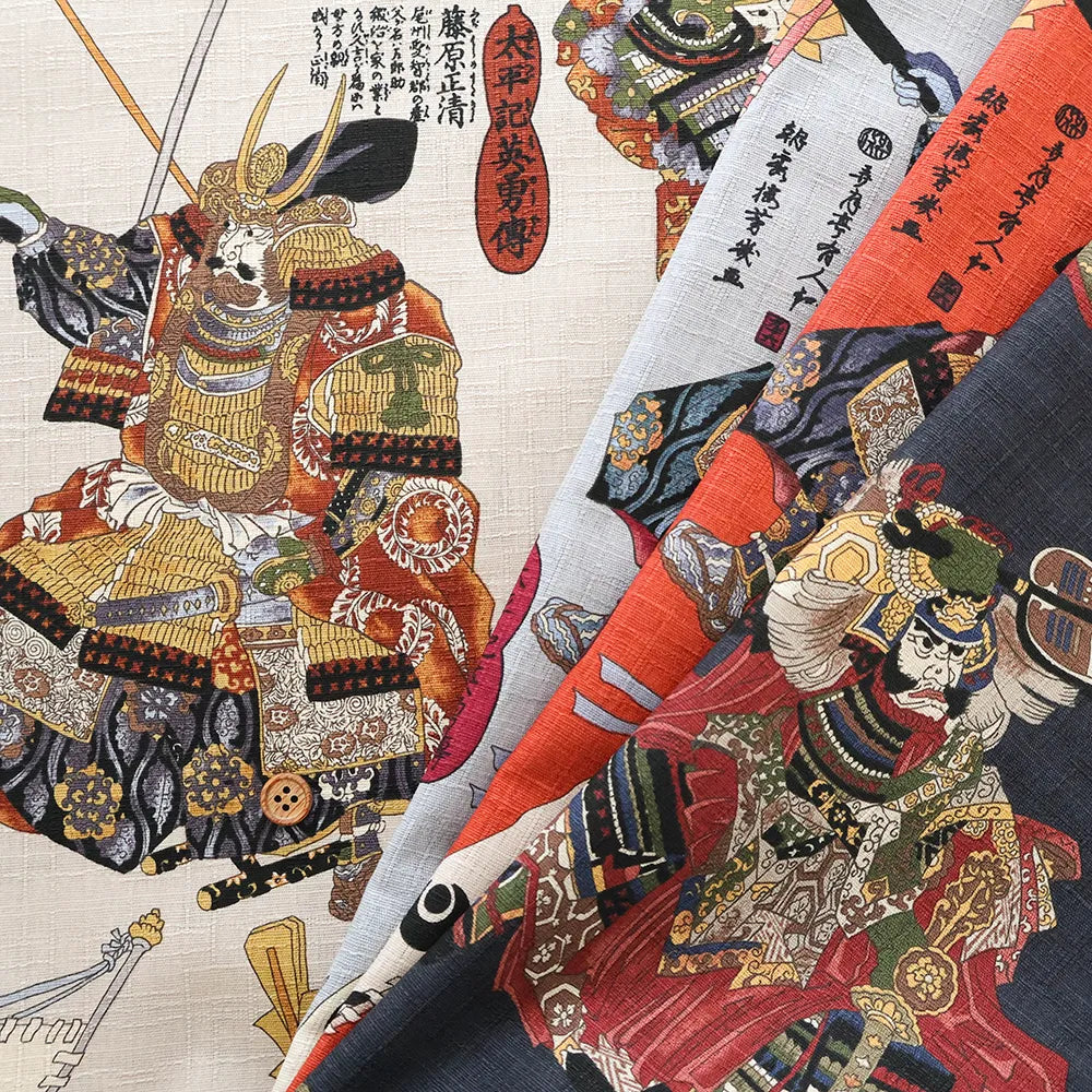 Cotton Dobby Printed Fabric - Battle Scene - nomura tailor