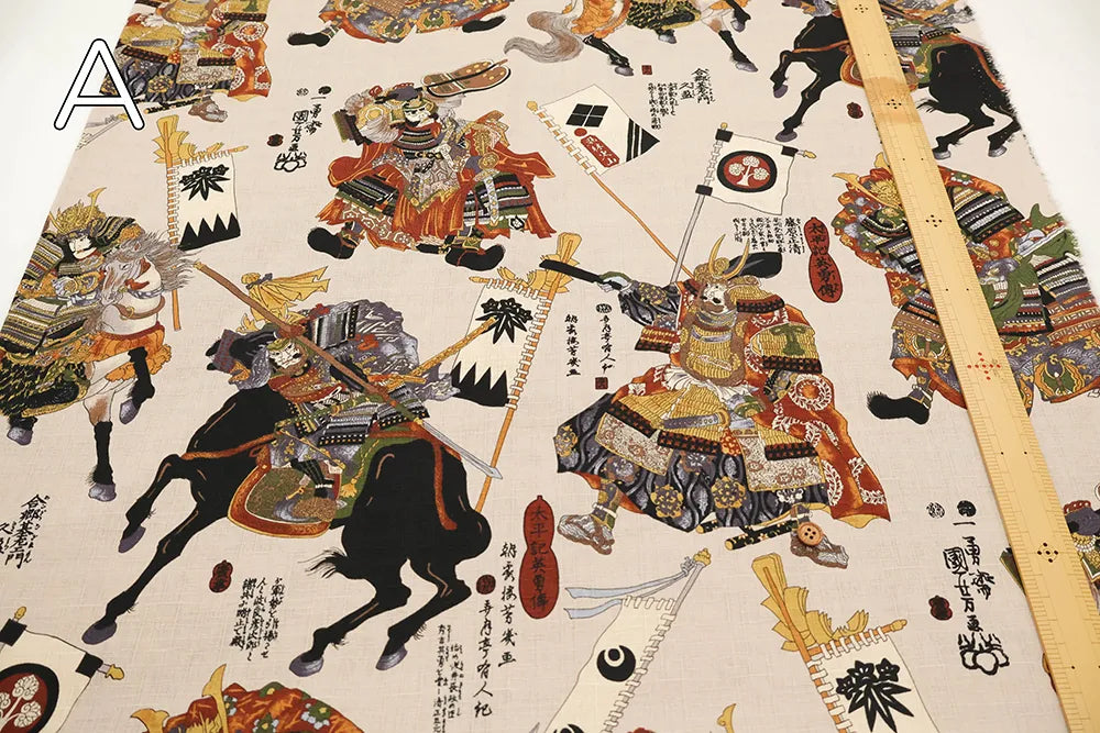Cotton Dobby Printed Fabric - Battle Scene - nomura tailor