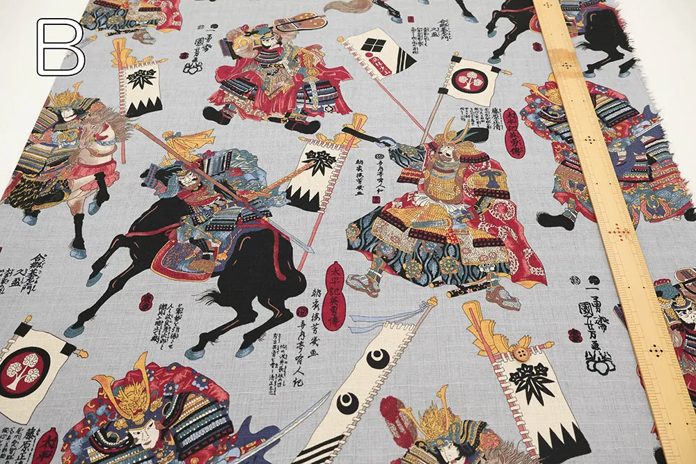 Cotton Dobby Printed Fabric - Battle Scene - nomura tailor
