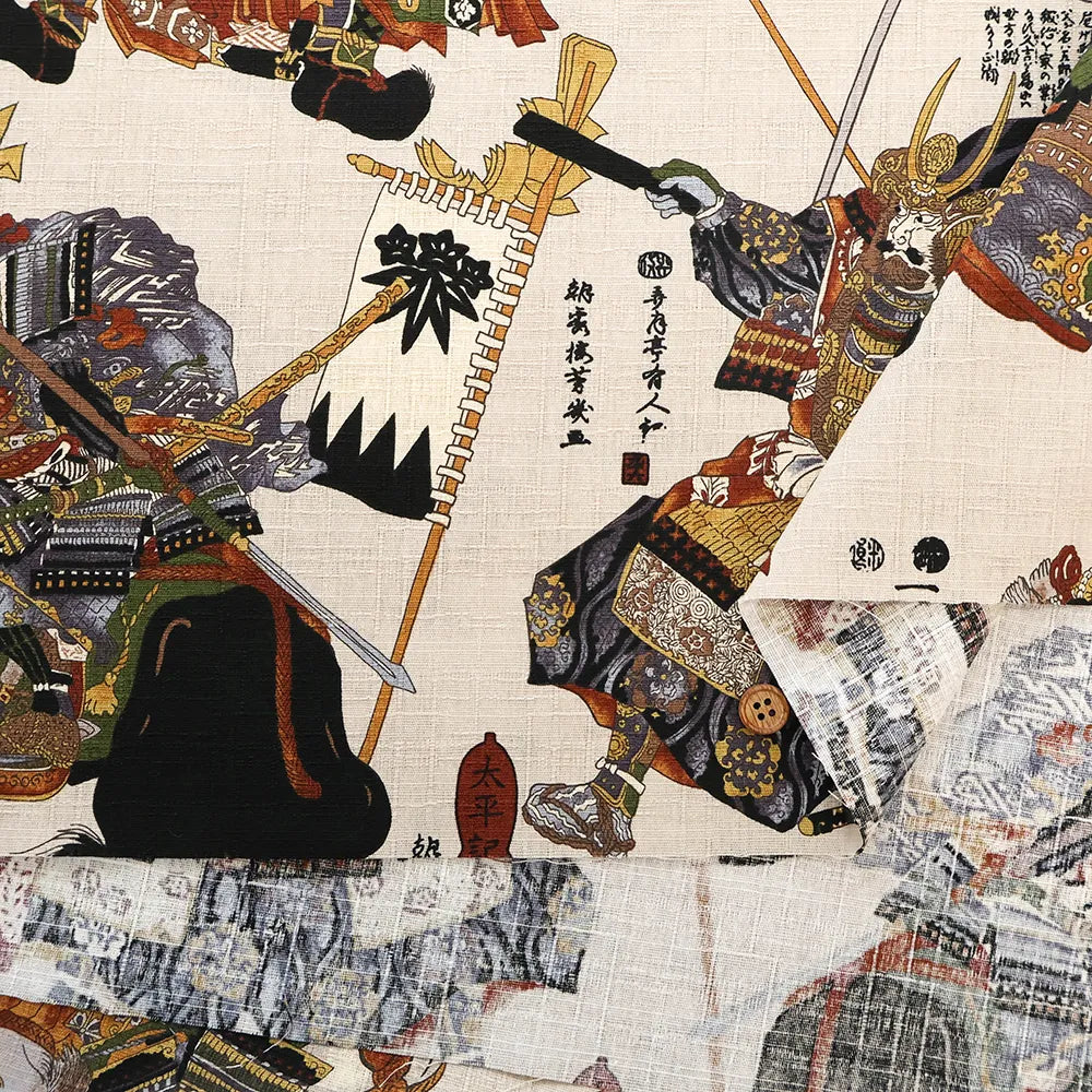 Cotton Dobby Printed Fabric - Battle Scene - nomura tailor