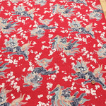 Cotton Dobby Printed Fabric - Lion and Cherry Blossoms - nomura tailor