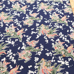 Cotton Dobby Printed Fabric - Lion and Cherry Blossoms - nomura tailor