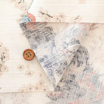 Cotton Dobby Printed Fabric - Lion and Cherry Blossoms - nomura tailor