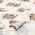 Cotton Dobby Printed Fabric - Lion and Cherry Blossoms - nomura tailor