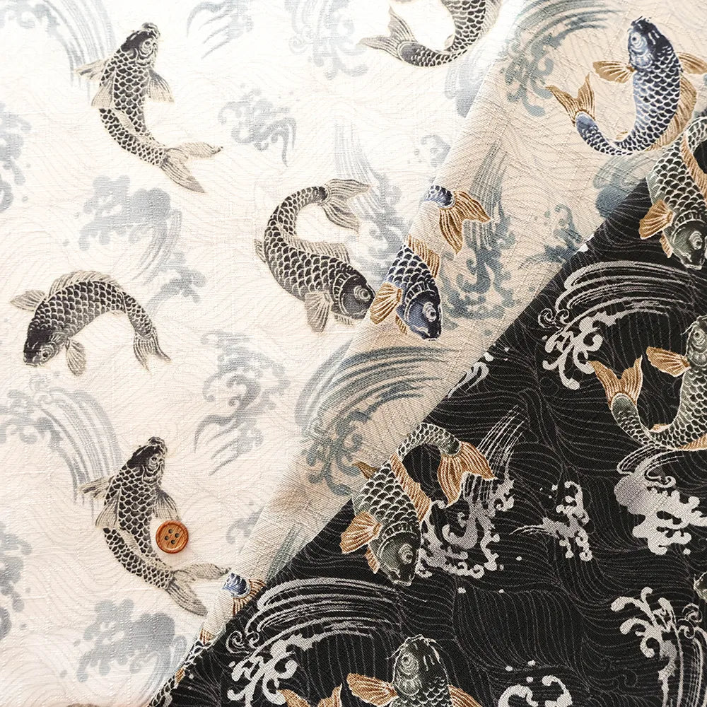 Cotton Dobby Printed Fabric - Carp - nomura tailor