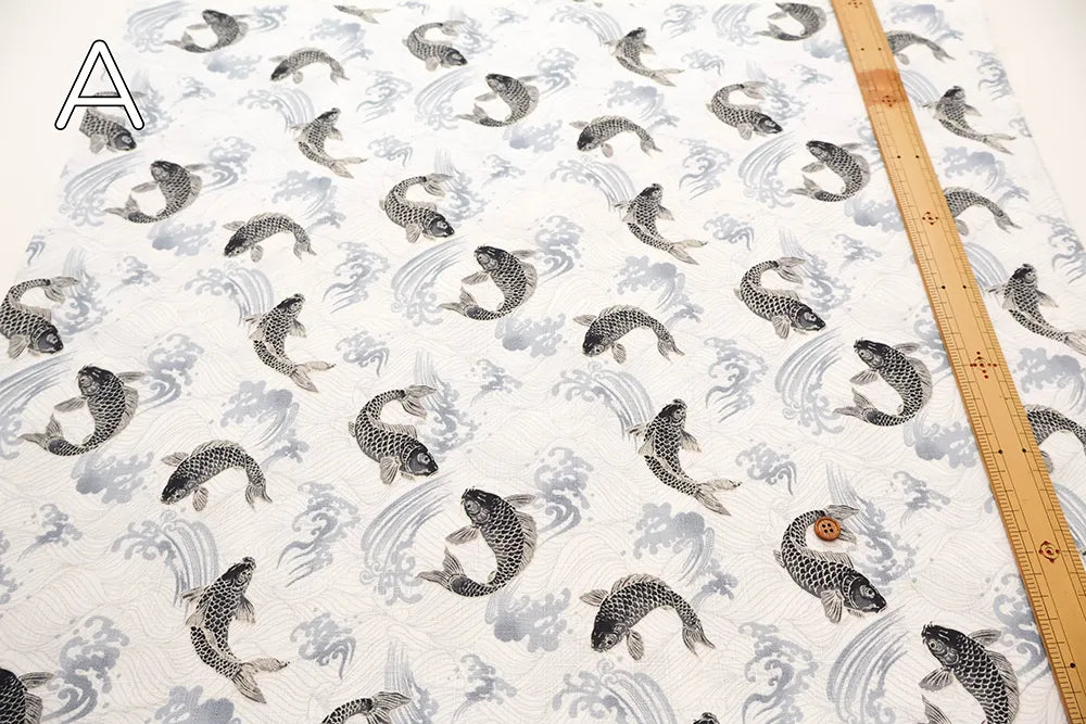 Cotton Dobby Printed Fabric - Carp - nomura tailor
